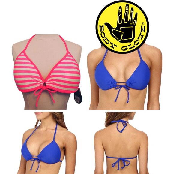 Barbie⭐NWT⭐Body Glove Push Up Cleavage builder bikini top Neon Pink Stripes - Picture 1 of 15